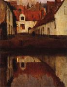 Albert Baertsoen Little Town on the Edge of Water(Flanders) Spain oil painting artist